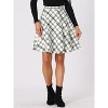Women's Vintage Plaid A-Line Skirt - Tartan Knee Length Skirt with Elastic Waist White - 3 of 4