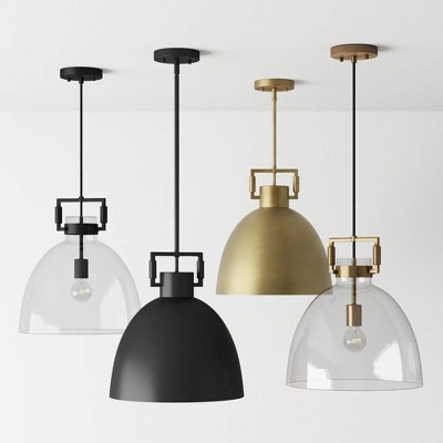 Black Glass Dome Pendant Light with Adjustable Cord
