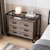 Whizmax Chests of Drawers, Sideboard for Living Room, Dining Room, Bedroom Tempered Glass Top Kitchen Storage Cabinet-Rustic Brown - 3 of 4