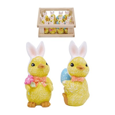 Transpac Resin Easter Bunny Chickadee Figurines In Crate Home Decorations Easter
