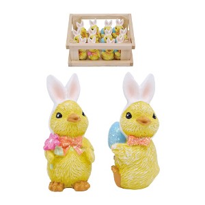 Transpac Resin Easter Bunny Chickadee Figurines In Crate Home Decorations Easter - 1 of 1