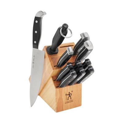 Henckels 20-Piece Forged Accent Self-Sharpening Knife Block Set, Black Handles