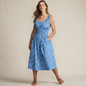 Lands' End Women's Sleeveless Poplin Smocked Midi Dress - 1 of 4