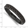 Black Bow Jewelry 12mm Black Plated Stainless Steel Two Tone Leather Bracelet, 8.25 Inch - 4 of 4