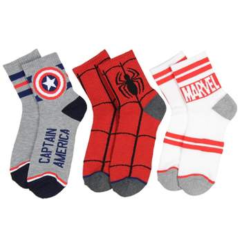 Marvel Spider-Man Captain America Marvel Logo Quarter Crew Socks 3 Pairs Multicoloured