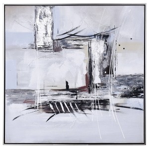 Voguish I Contemporary Hand Painted Textured Framed Canvas Dark Red - StyleCraft: Abstract Artwork, Polystyrene Frame, 33"x33" - 1 of 4