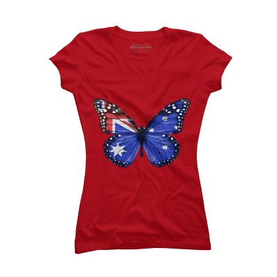 Junior's Design By Humans Butterfly Flag Of Australia By GiftsIdeas T-Shirt