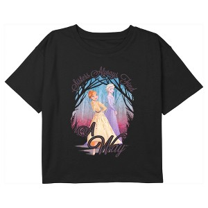Girl's Frozen 2 Elsa and Anna Sisters Always Find a Way Crop T-Shirt - 1 of 3