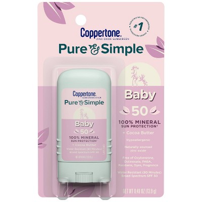Coppertone Pure and Simple Baby Sunscreen Stick - SPF 50 - 0.49oz
