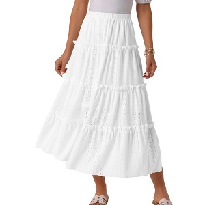 INSPIRE CHIC Women's High Waist A Line Boho Midi Skirt - 1 of 4