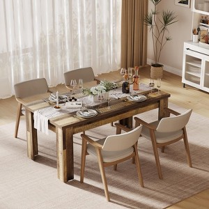 63-inch Dining Table for 4-6 People, Farmhouse Style Wood Kitchen Table with Solid Legs & Thick Top for Dining Room, Kitchen, Apartment - 1 of 4