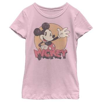 Girl's Disney Mickey Mouse Old School Distressed T-Shirt
