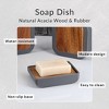 Evideco French Home Goods Minimalist Hand Soap Dish Rubber and Wood - 3 of 4