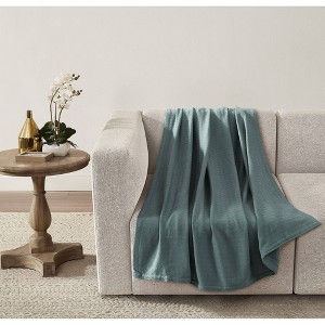 Borghese 50"x60" Roma Luxe Cotton Throw Storm Green - 1 of 4