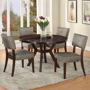 GDFStudio Matt Modern 5-Pieces Wood Dining Table Set with 4 Upholstered Chairs - 1 of 4