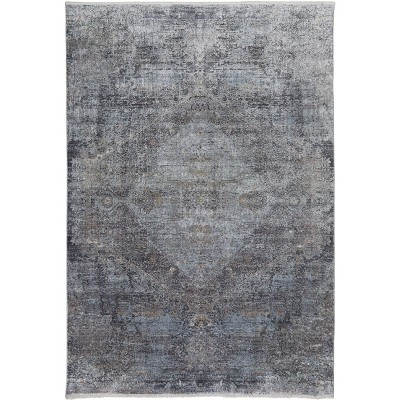Sarrant Transitional Distressed Gray/Silver/Ivory Area Rug