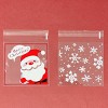 Wrapables Transparent Self-Adhesive 4" x 4" Candy and Cookie Bags, Favor Treat Bags for Parties and Wedding (200pcs), Snowflakes & Santa - 2 of 4