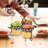 KOVOT Fiesta Style 3 Dip Bowls With Metal Stand | 8-Ounce Ceramic Serving Set | Cinco De Mayo Decor - 4 of 4