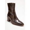 Chara - Brown Printed Block Heel Boot (Women) brown printed 7 Prologue Shoes - 3 of 4