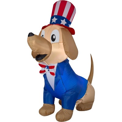 Gemmy Airblown Inflatable Patriotic Pooch, 5 ft Tall, blue