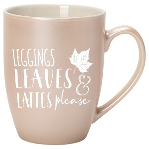 Elanze Designs Leggings Leaves & Lattes Please Precious Pearl 10 ounce New Bone China Coffee Cup Mug - 1 of 4