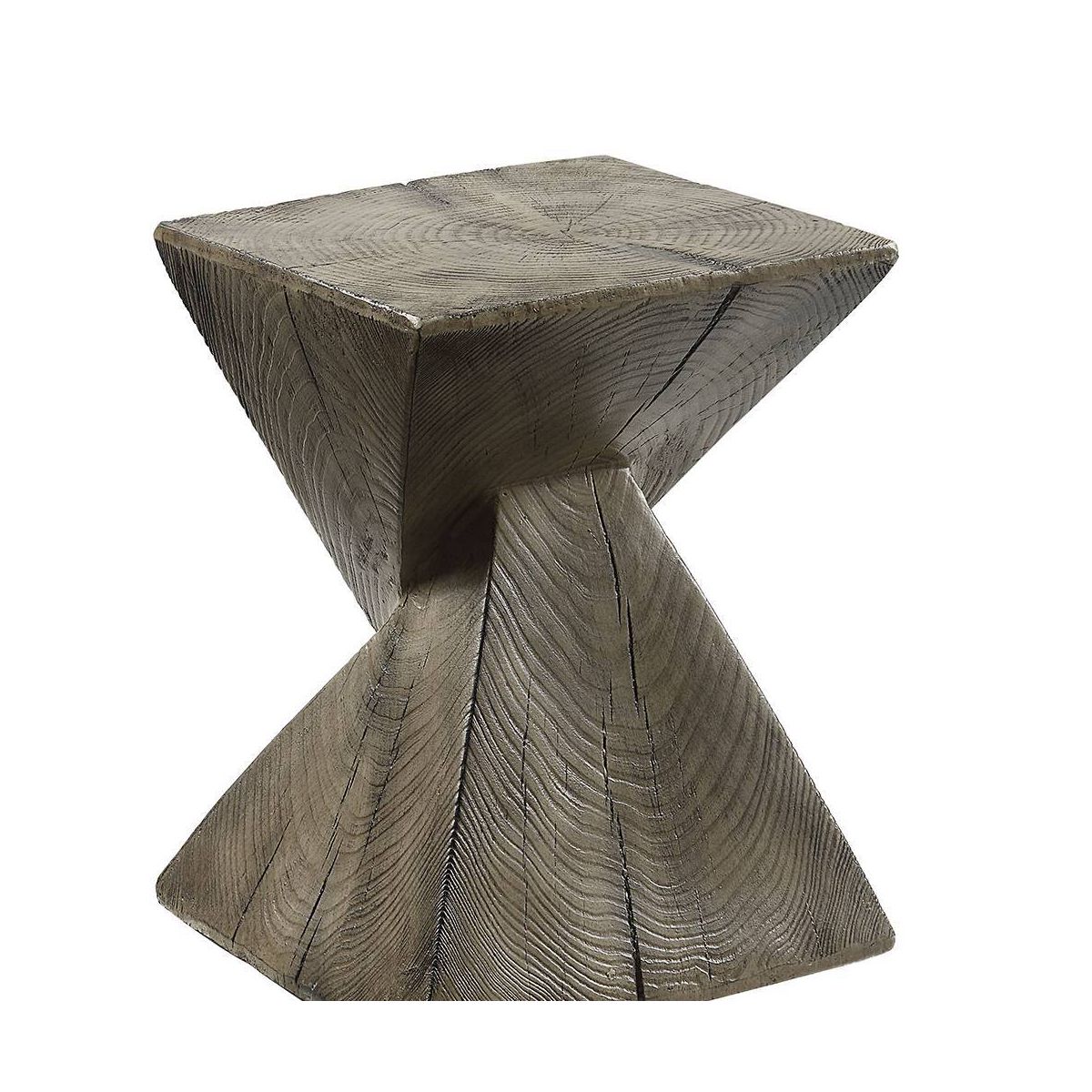 13" Zahi Accent Table Weathered Oak Finish - Acme Furniture: Modern Rectangle Cement, Space-Saving Design