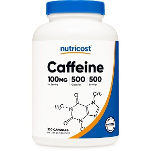 Nutricost Caffeine Pills (100mg) 500 Capsules - GMO-Free, Gluten-Free - 1 of 4