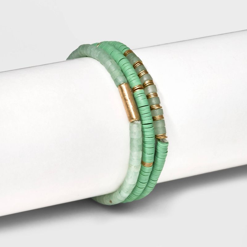 Semi-Precious Heishi Multi-Strand Bracelet Set 3pc - Universal Thread™, 3 of 6