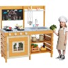 Kids Wooden Play Kitchen Playset,in£¦Outdoor Toy Mud Kitchen Pretend Play Set with Chalkboard/Storage/stoves,for Toddlers 3+ Years Old,Orange - 2 of 4