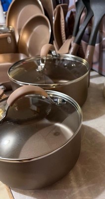 Nutrichef 20 Piece Nonstick Kitchen Cookware Pots & Pans Set, Bronze (2 Pack)