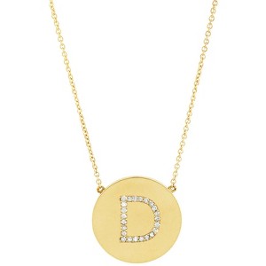 SHINE by Sterling Forever 14K Gold Plated Sterling Silver CZ Round Initial Necklace - 1 of 2