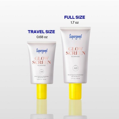 Supergoop! Glowscreen SPF 40 Sunrise Mini - Travel-Size Hydrating Glowy Tinted Primer Sunscreen with Hyaluronic Acid + Niacinamide - 0.68 fl oz