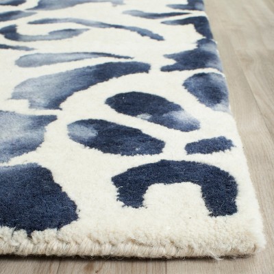 Ivory Navy Hand-Tufted Wool 8' x 10' Rectangular Area Rug