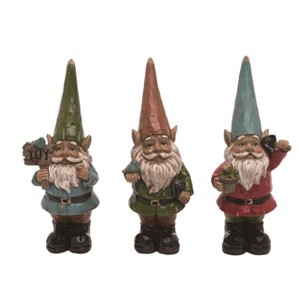 Transpac Resin Working Garden Gnome Figurine Set of 3 Spring Home Decorations - 1 of 1
