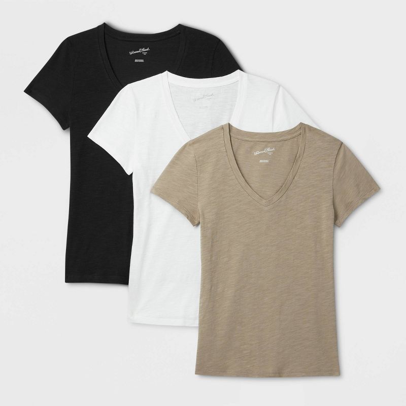 Women's 3pk Fitted Short Sleeve V-Neck T-Shirt - Universal Thread™, 1 of 5