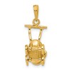 Black Bow Jewelry 14k Yellow Gold 3D Baby Carriage Pendant, 13 x 23mm - 4 of 4