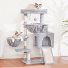 Cat Tower for Indoor Cats, Cat House with Large Padded Bed, Cozy Condo, Hammocks - 2 of 4