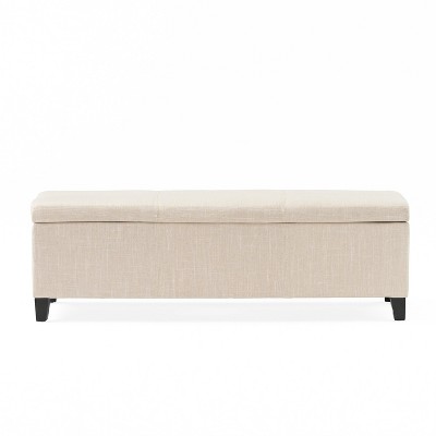 TiramisuBest Storage Ottoman Bench, Brown PU Entryway Bench, 51.25"L x 17.5"W x 16.25"H