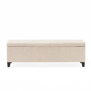 TiramisuBest Storage Ottoman Bench, Brown PU Entryway Bench, 51.25"L x 17.5"W x 16.25"H - 1 of 4