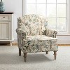 Yahweh Wooden Upholstered  Floral Pattern Design Armchair with Panel Arms and Camelback  | ARTFUL LIVING DESIGN - 2 of 4