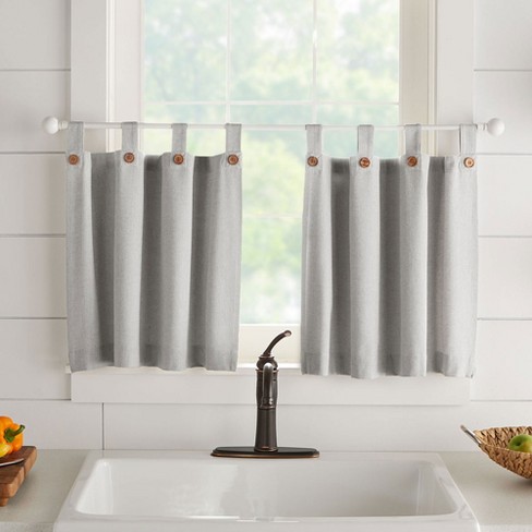 Farmhouse Living Buffalo Check Kitchen Tier Window Curtain Set of 2 - 30 x  36 - Gray/White - Elrene Home Fashions