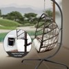 VisioGear Egg Chairs, Patio Egg Chair with Stand, Patio Hanging Egg Chair with Cup Holder for Bedroom Living Room Balcony, Beige & Brown, 38"*38"*78" - 2 of 4