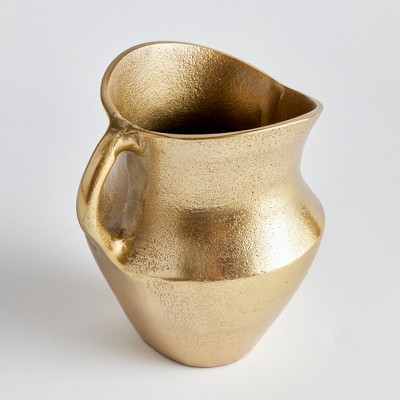 Elaina Small Gold Asymmetrical Aluminum Decorative Pitcher