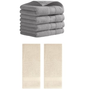 REGALWOVEN Solid Striped Cotton Soft Absorbent Hand Towels for Bath Hotel Spa 13" x 29" - 1 of 4