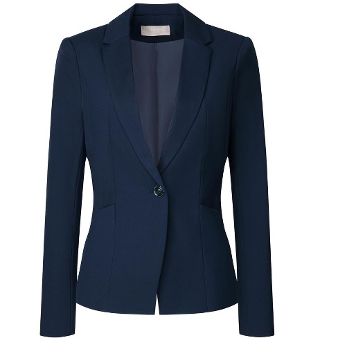 Notched Collar Blazer Women, Blue Womens Pants Suit, Navy Womens