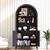 FONTOI Arched Decorative Cabinets, 3-Tier Arch-Top Cabinet with Doors, Arched Bookshelf with Open Display Shelf for Home, Black, 30.7"*63.2"*15.4" - 4 of 4