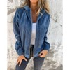Womens Zipper Corduroy Jackets with Pockets Fall Hooded Jackets Zip Up Shacket Coat Textured Outwear Fall Fashion Outfits - 2 of 4