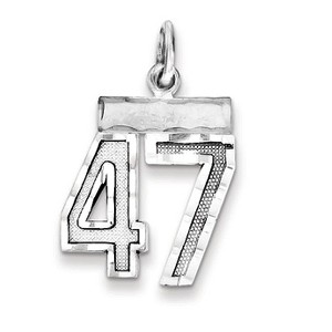 Black Bow Jewelry Sterling Silver, Varsity Collection, Small D/C Pendant, Number 47 - 1 of 4