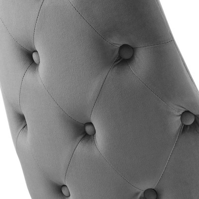 Gray Velvet Upholstered Side Chair with Metal Legs