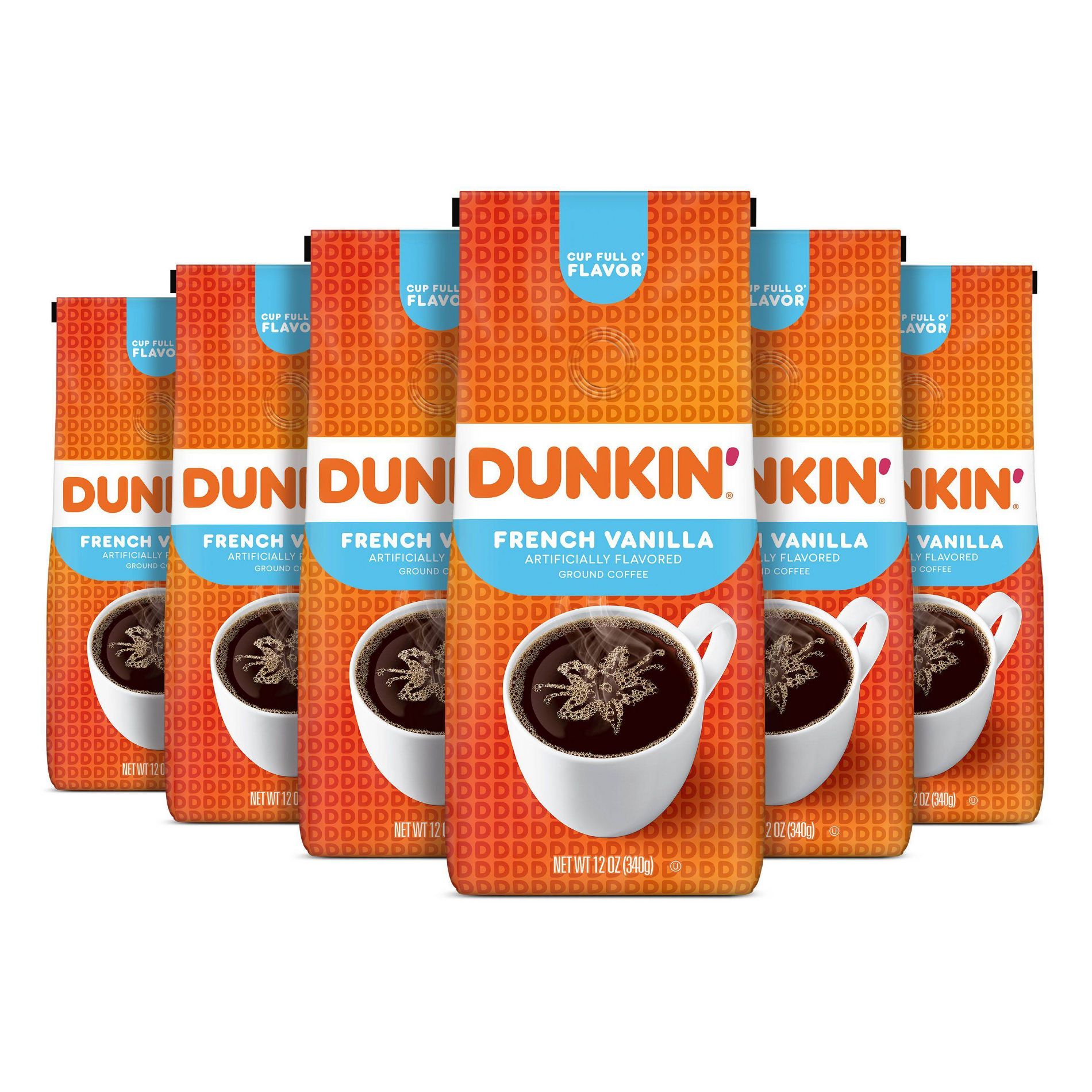 Dunkin' Donuts 6 Pack/12oz Each French Vanilla Flavored Medium Roast Ground Coffee
